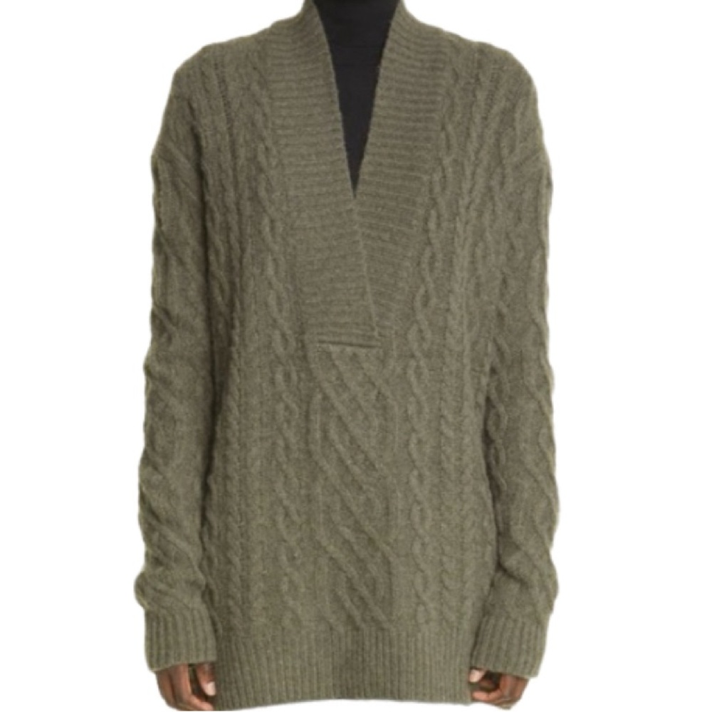 NWT CO Green Cable Oversize Wool and Cashmere Sweater - Sz L
